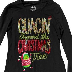 Size 8 Justice Holiday Flippy Long Sleeve Shirt